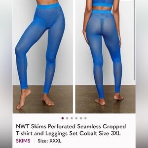 💙 Skims Mesh Cropped T-shirt and Leggings Set Cobalt Size 3XL 💙